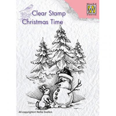 Nellie's Choice Clear Stamp - Snowman And Rabbit